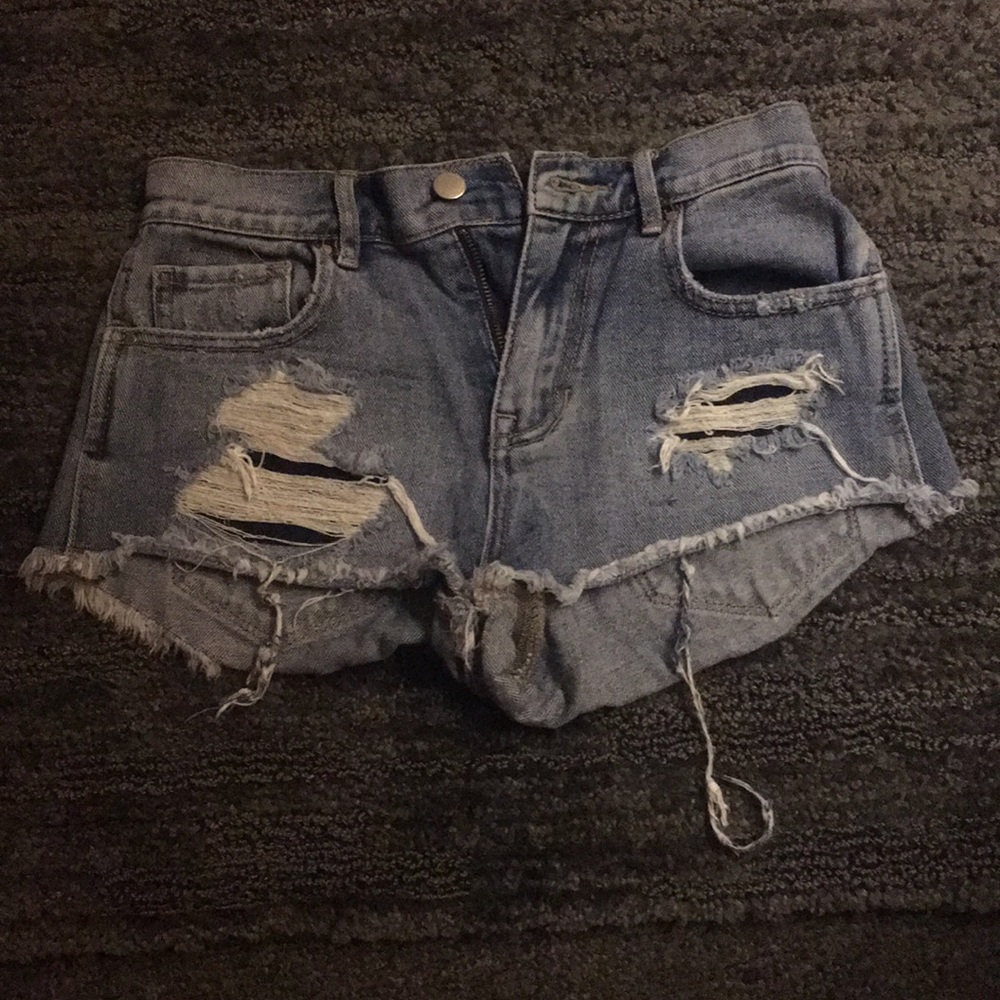 Ripped high waisted jean shorts
